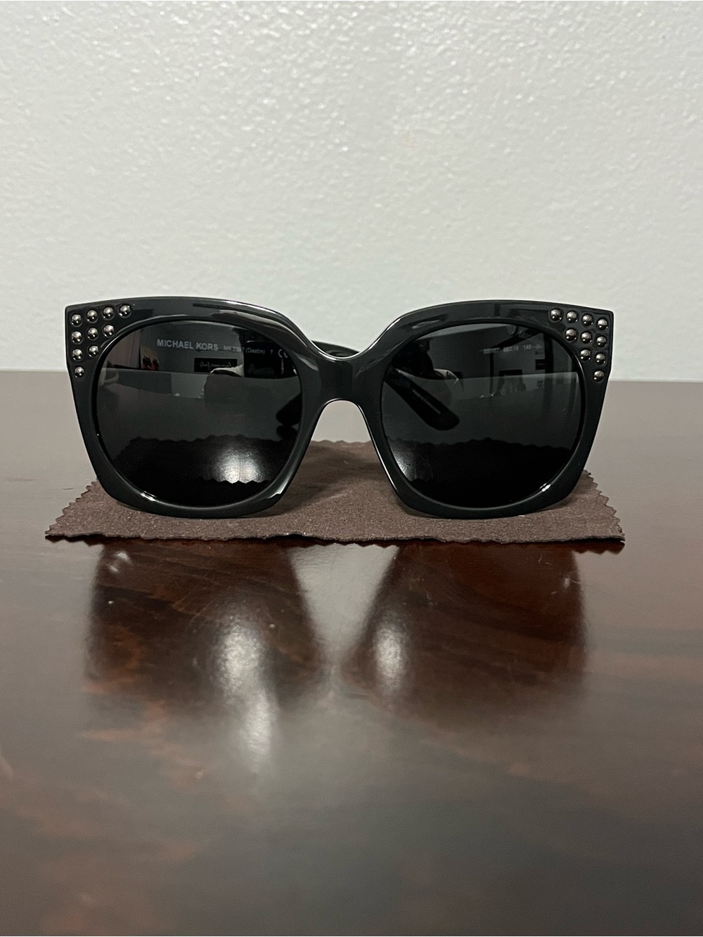 Michael Kors Black Oversized Cat-Eye Sunglasses with Stud Accents